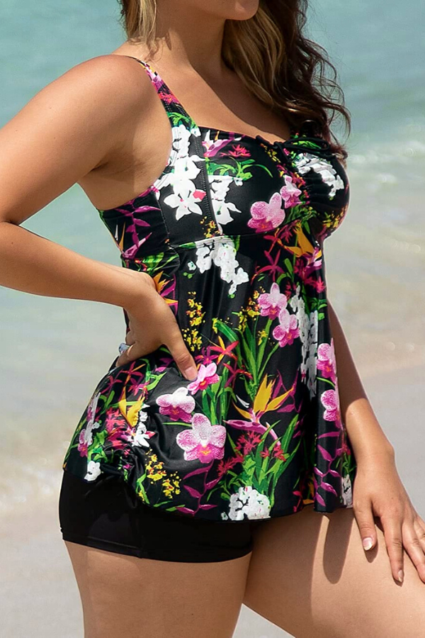 Printed Flowy Tankini Swimsuit - Beach Bum Store